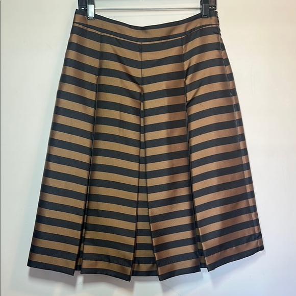 Halogen Dresses & Skirts - Halogen Pleated A-Line Skirt with Black and Golden Brown Stripes